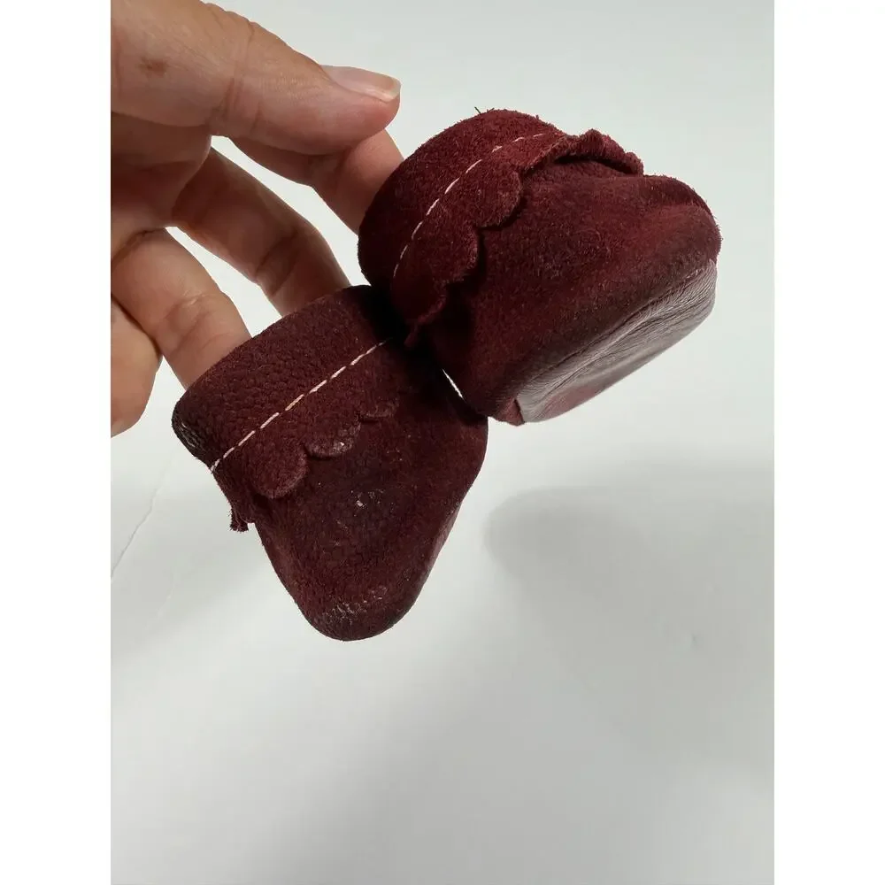 Freshly Picked Oxblood Leather T-Strap Soft Sole Baby Shoes Moccasins Size 2
